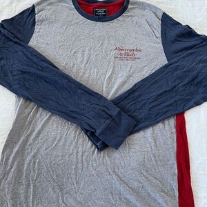 Abercrombie & Fitch Long Sleeve Tees Gray and Blue